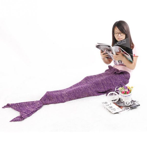 

super soft hand crocheted mermaid tail blanket sofa blanket child 140*60 cm diy