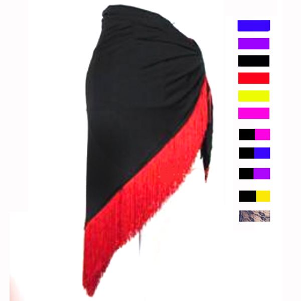 

black red fringe ballroom tango skirt scarf dress latin dance costumes for women