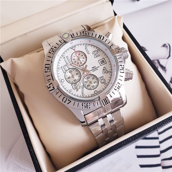 Новая мода роскошные часы 44,5 мм Ocean Racer A1338012 черный циферблат VK Кварцевый хронограф рабочие из нержавеющей стали мужские наручные часы