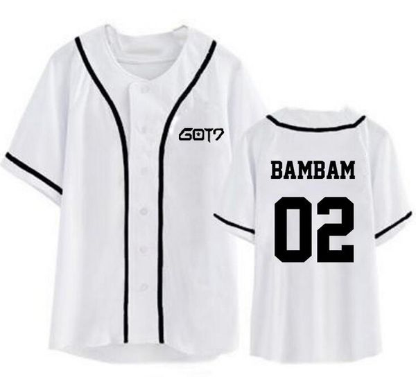 

kpop got7 member name printing short sleeve baseball t-shirt fashion summer style men women i got7 t shirt tees, White