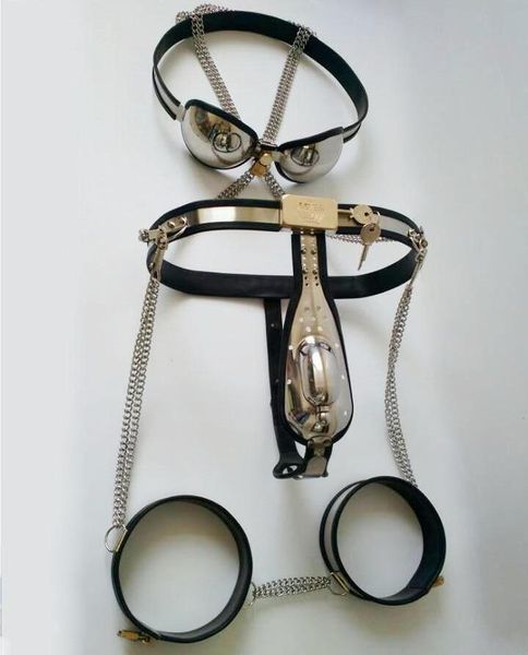Dispositivi di castità maschile Cintura vestito Pantaloni a forma di T Polsini della coscia Butt plug anale Catetere Tubo Reggiseno Bondage Giocattoli del sesso