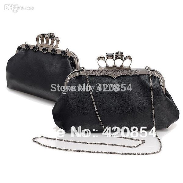 

new fashion women skull clutch,diamond black party evening ring bag with chain leather handbag ing