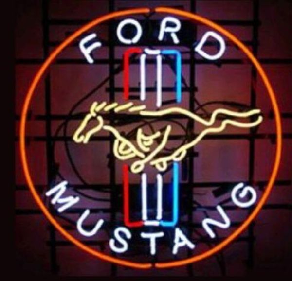 

custom new ford mustang real glass neon sign light beer bar sign send need p 19x15