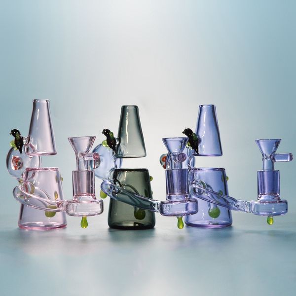 

Мини стекла Бонг Пьянящий масло Dab Rigs Красочные Bubbler Unique воды Трубы 14мм Женский Joint Фиолетовый Розовый Серый Bongs с чашей DHL Free