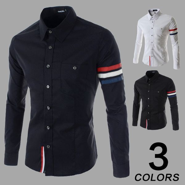 

spring wholesale trade 2019 men korean fashion stitching long sleeved shirt cs38 camisa feminina camiseta camisas masculina 30, White;black
