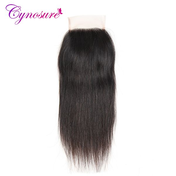 

cynosure peruvian straight hair lace closure part 4 x 4 non-remy hair closure natural color 100% human hair ing, Black;brown