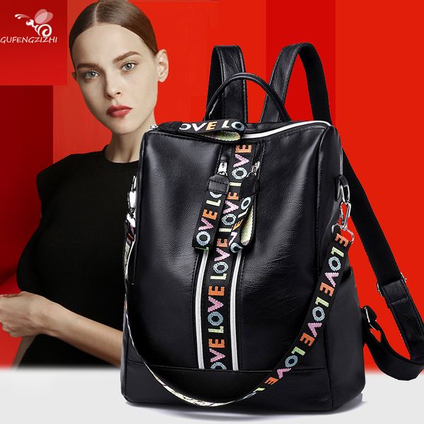 

women girl travel backpack coloured ribbon ipad backpacks student school bag for teenagers soft pu leather girls shoulder bag 6884