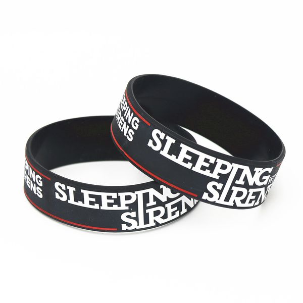 

1pc black sleeping with sirens band silicone bracelets&bangles wide tendy popular silicone wristband classic band gifts sh197, Golden;silver