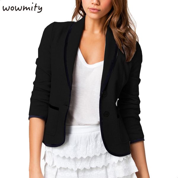 

2017 women stylish and elegant style slim short paragraph long sleeve lady petite suits coat black side trim lapel female coat, Black;brown