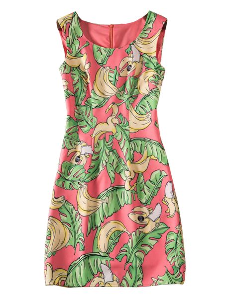 

flower print women sheath dress round neck sleeveless dresses 05k812, Black;gray