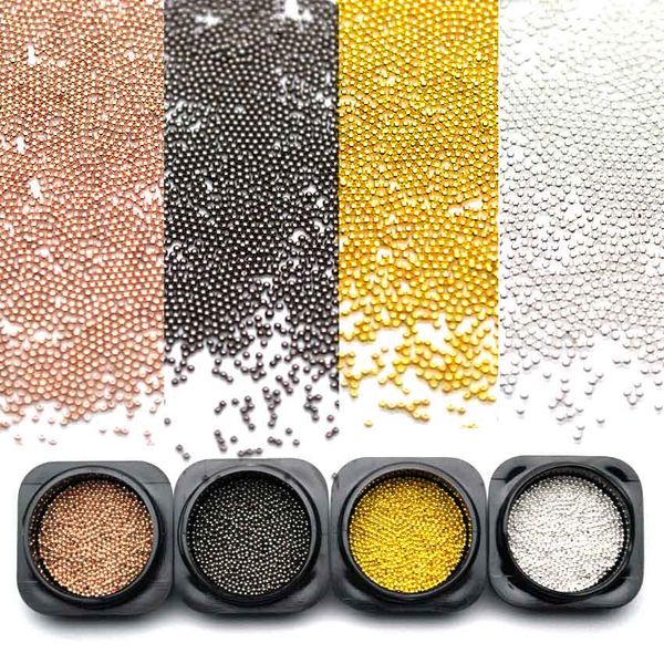 

0.8mm 3d metal micro beads stainless steel beads for nail art gun grey rose gold caviar nail decorations studs mjz2079, Silver;gold