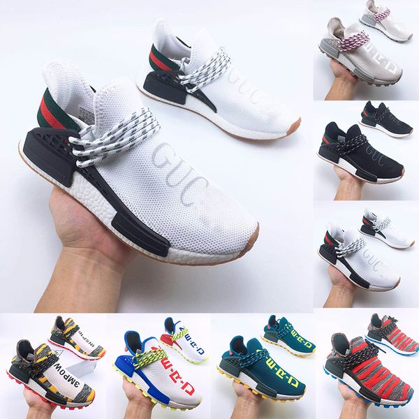 

new hu pharrell williams nerd pw homecoming solar pack men women running shoes authentic white blue outdoor sneaker size 36-47, Black