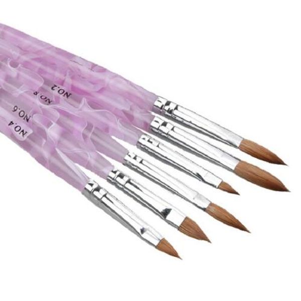 Hotsale 6 шт. / Набор 2 # / 4 # / 6 # / 8 # / 10 # 12 # Kolinsky Sable Brush Pen Acrylic Nail Art Build Builder Дизайн кисти для набора акриловых ногтей