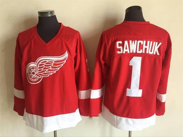 

Detroit Red Wings Jersey #1 Terry Sawchuk Jersey Red 100% Stitched Hockey Jerseys