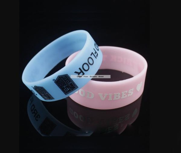 

1 inch width any color accepted promotion event fashion silicone bracelet logo custom print hand wristbands, Golden;silver