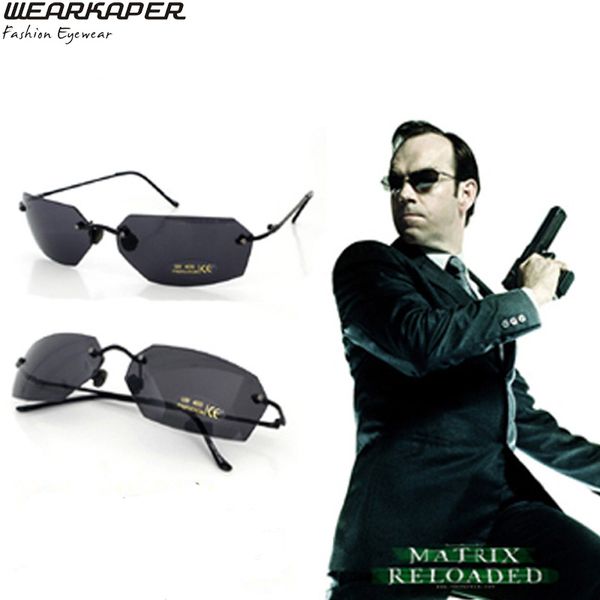 

wearkaper rimless classic oval glasses matrix morpheus sunglasses movie sunglasses men uv400 oculos de sol, White;black