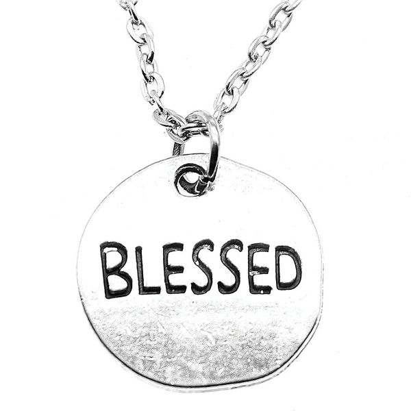 

wysiwyg 5 pieces metal chain necklaces pendants vintage necklace handmade blessed plate 18x18mm n2-b13687, Silver