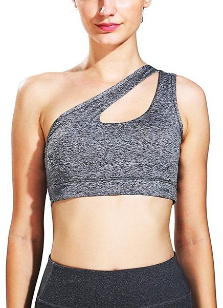 

kin running sports bra oblique shoulder padded tank vest yoga bra fitness women workout underwear trainning, White;black