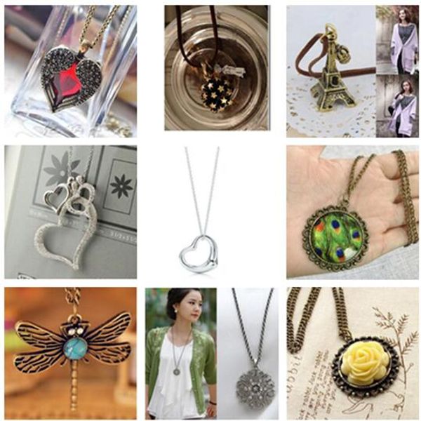 

whole salenecklaces women heart tower cross vintage love letters antique owl turtle animals pendant necklace fashion jewelry, Golden;silver