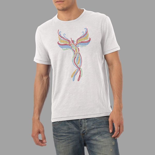 Twisted Envy Men/'s Rainbow Phoenix Diamante Rhinestone T-Shirt