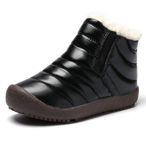 

2018 winter boots for girl boy snow warm anti-slippery soft-soled boots children, Black;grey