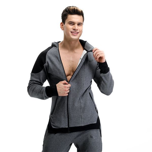 

new fashion mens fitness muscle men hoodies sweatshirts casual zipper long sleeve men's hoodies casual jogger brand clothing, Black