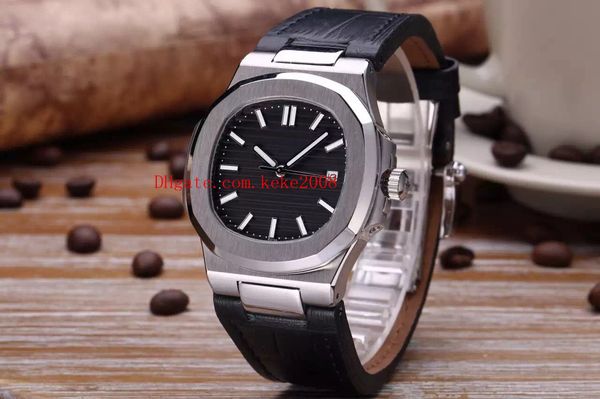 

5 style fashion excellent wristwatches 40.5mm nautilus 5711 5711g-001 leather stainless asia mechanical transparent automatic mens watches, Slivery;brown