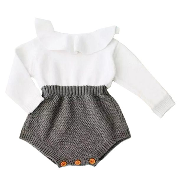 

pudcoco newborn baby girl wool knitting patchwork bodysuit long sleeves warm outfits clothes 0-24m, Blue