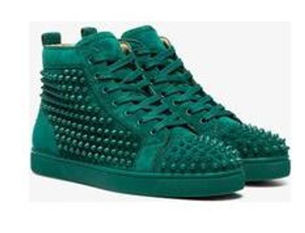

spike high trainers lace up men women studded red sole studs fashion sneaker spikes shoes, Black