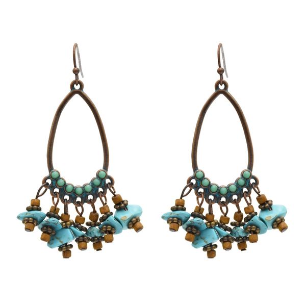 

ethnic retro wood beads blue stone shell thread tassel drop earrings for women bohemian vintage party gypsy jewelry gift, Silver