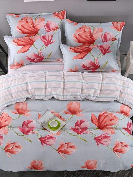 

3/4pcs duvet cover set simple modern flower pattern skin-friendly bedding set