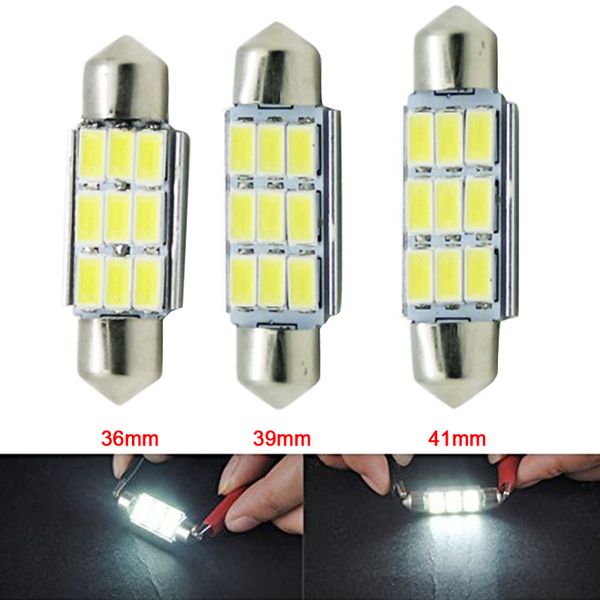 B3 2PCS Auto Car Festoon Light Interior Red 6 LEDs Dome Lamp Bulb 39mm Long