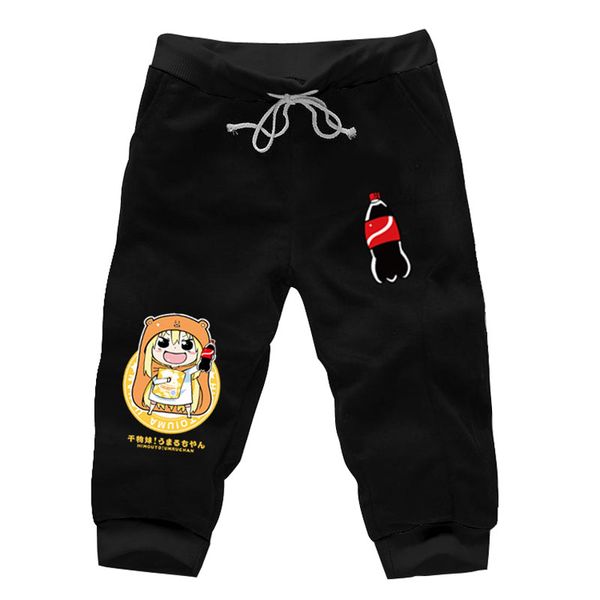 

anime himouto umaru-chan cute print slacks jogger shorts cotton casual short sweat harem pockets tracksuit athleisure trousers, White;black