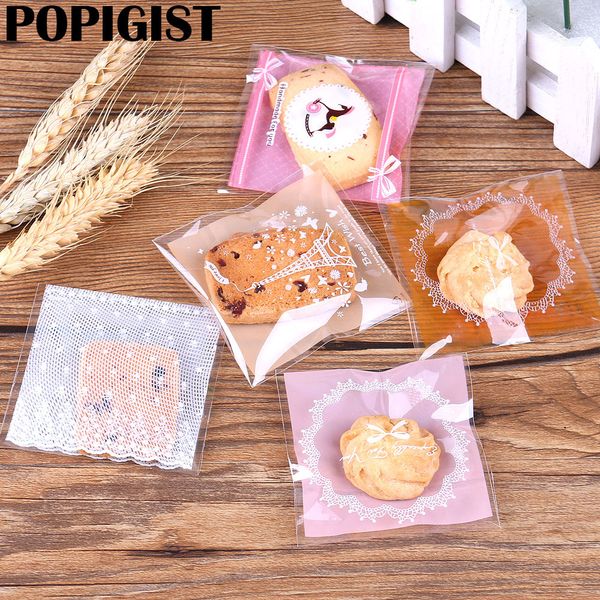 

100pcs/lot 7cm cute gifts bags christmas cookie packaging self-adhesive plastic bags for biscuits candy cake package