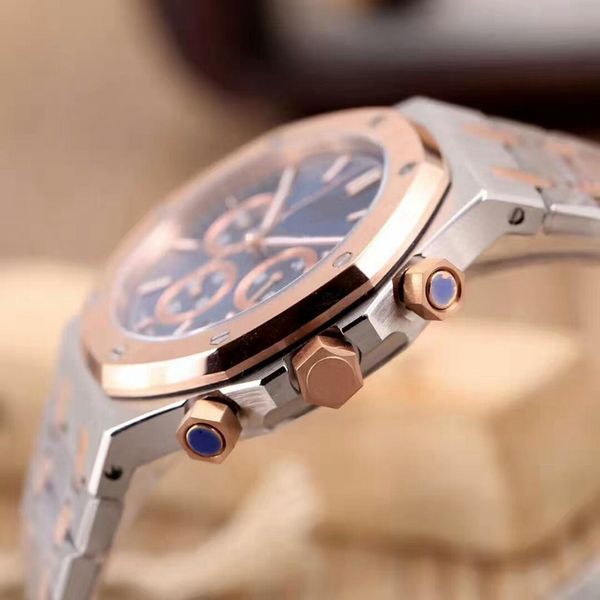 

color oak royal men's luxury steel watch. imported movement. quartz vk 904l diameter 42mm boutique case/strap. stainless quality. dcolm, Slivery;brown
