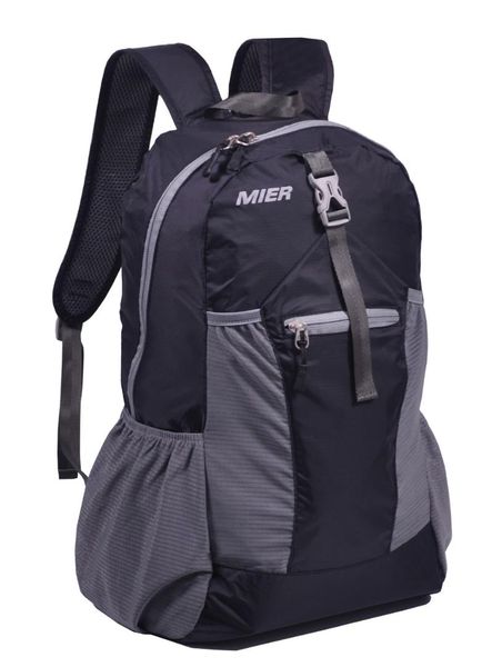 

mier lightweight foldable backpack daypack, water resistant handy travel backpack, 30l, black