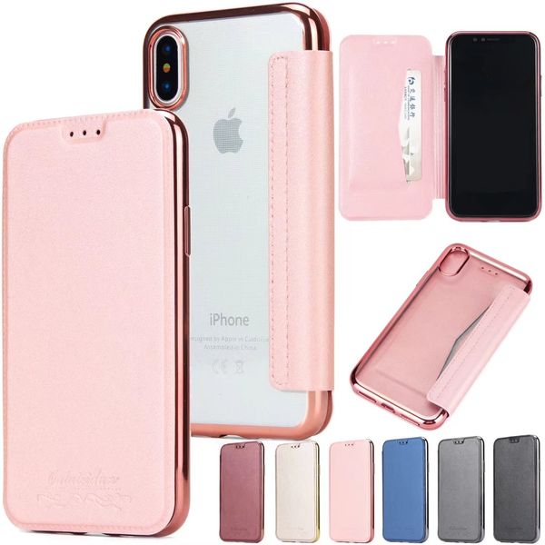 

Для iPhone X 8 7 Plus ТПУ Прозрачный кожаный бумажник откидная задняя крышка телефона Че