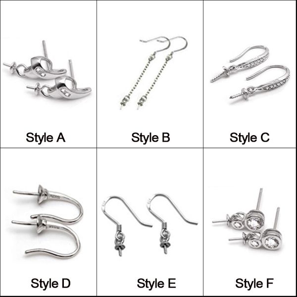 

925 Sterling Silver Earrings Settings Fitting Charms Dangle Earring 6 Styles Drop Earrings Jewelry Women Statement Jewelry