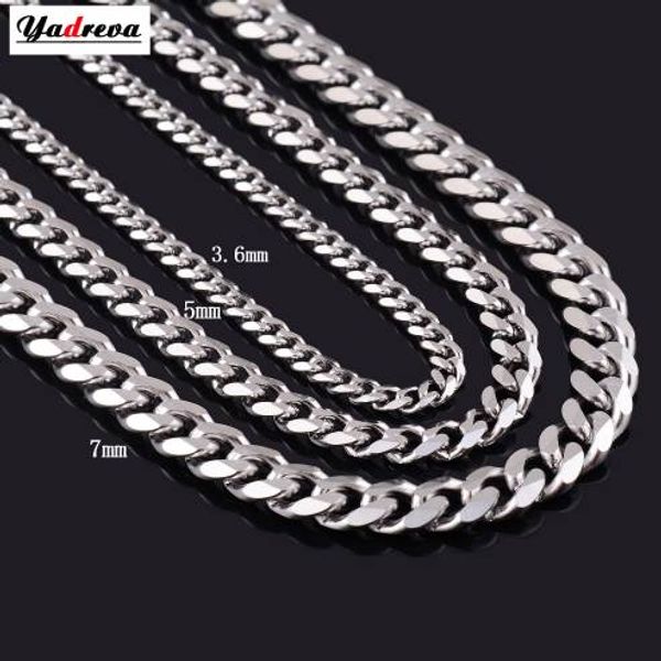 

never fade 3.6mm/5mm/7mm stainless steel cuban chain necklace waterproof men link curb chain gift jewelry length customized, Silver