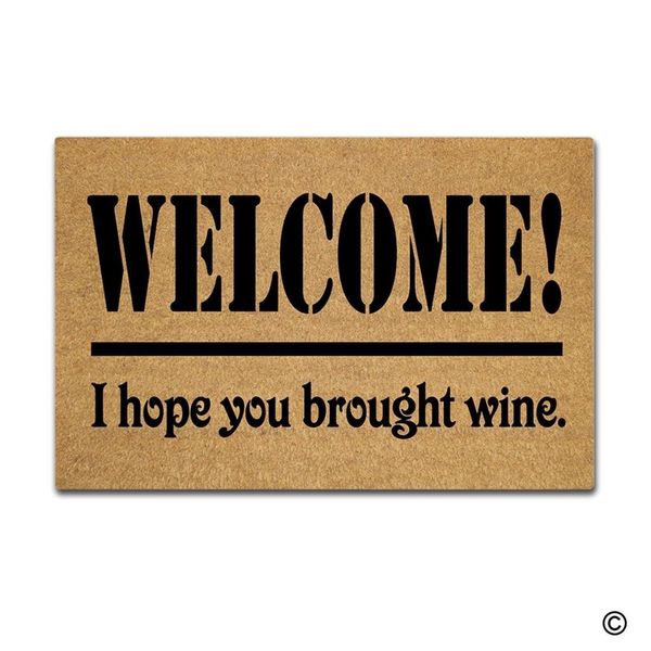 

doormat entrance floor mat funny doormat welcome i hope you brought wine door mat decorative indoor outdoor