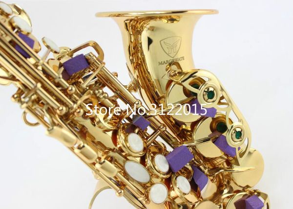 Marca B (B) Sassofono soprano MARGEWATE Drop B Superficie in ottone placcato oro B Sax piatto Strumenti musicali di alta qualità Spedizione gratuita