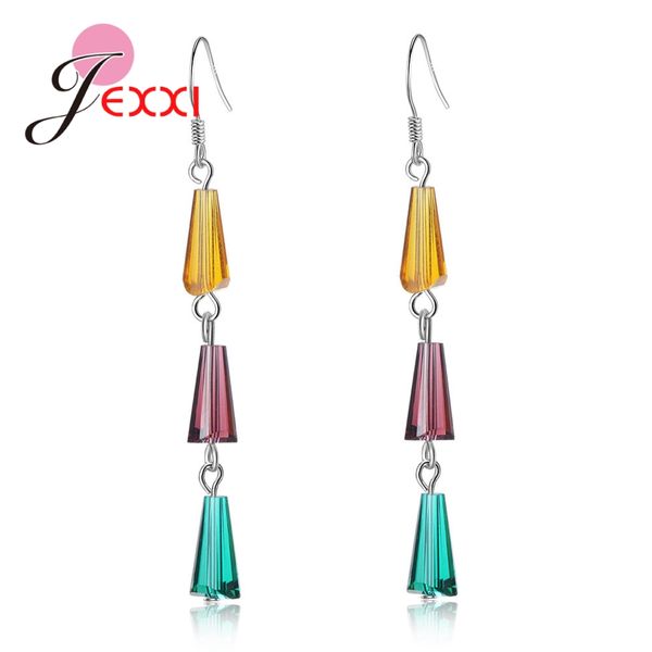 

jexxi new bohemia styles colorful crystals long drop earrings trendy genuine 925 sterling silver women girls vacation jewelry