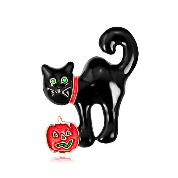 Dia das bruxas Jóias Pumpkin Black Cat Broches Pinos Liga Esmalte Animal Broche Pin Corsage Para As Mulheres Unisex Vestido de Festa Acessórios