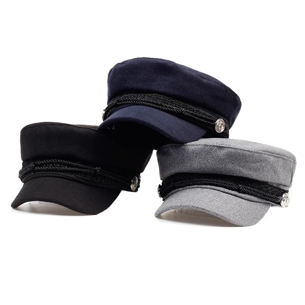 

2018 new style autumn winter beret solid color berets fashion wool warm beret cap hat casual hat wholesale, Blue;gray