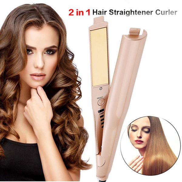 Fashion 2 In 1 Hair Straightener Curler Perm Equipment Double
