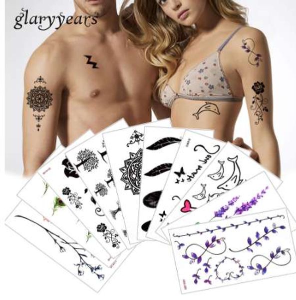 Glaryears 25 peças beleza flor decalque tatuagem minúscula pequena etiqueta tatuagem temporária para mulheres homens maquiagem mãos pescoço sy-a wm