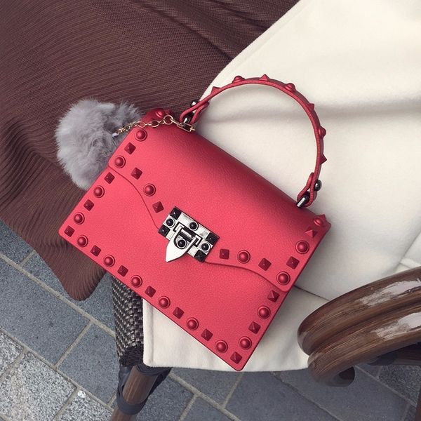 

2018 summer women messenger bags luxury handbags women bags designer jelly bag fashion girl shoulder bag pu leather rivet clutch