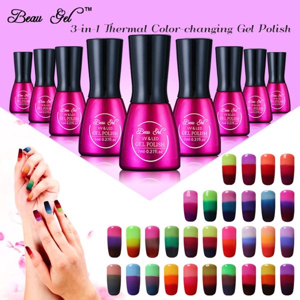 

beau gel base coat uv nail gel polish 3 color mood color changing polish temperature change varnish lacquer