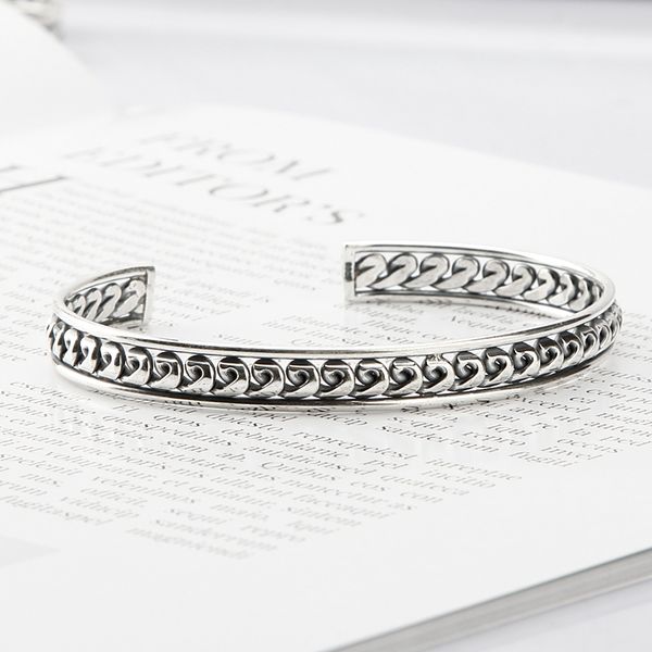 

adjustable 925 sterling silver european style crossroads classic bracelets bangle for women girls fashion jewelry, Black