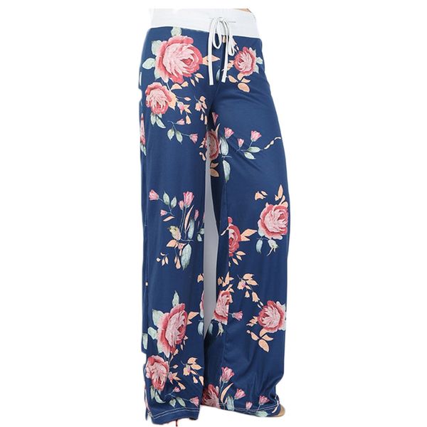 

yoga pants Ladies floral yoga palazzo trousers womens summer wide leg pants black gray plus size S-3XL